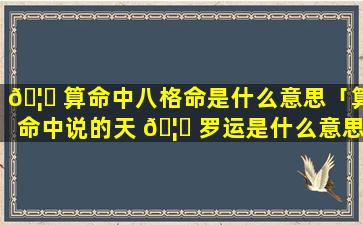 🦟 算命中八格命是什么意思「算命中说的天 🦟 罗运是什么意思」